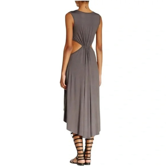 Go Couture Dress Women’s XL Gray Cutout Sleeveless Hi-Low Maxi Boho USA NWOT - Picture 2 of 8